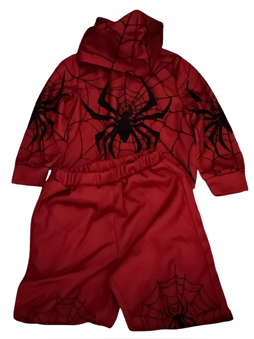 SHEIN Boys Spider Web Halloween Costume Set Size 5Y Red Hoodie & Shorts
